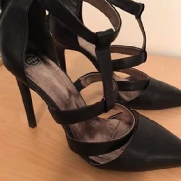 Jeffrey Campbell black leather high heels 8US - Picture 1 of 9